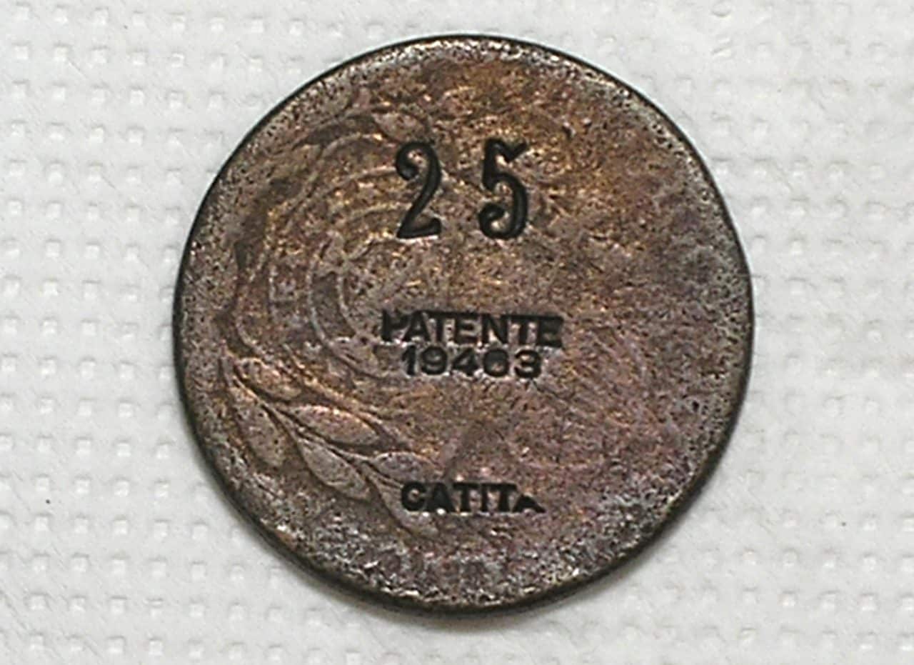 | Casa do Colecionador - Moeda Particular) Ficha da "Fazenda Catita" - 25 Patente 19463 / Passos - Minas Gerais / meados de 1900 / m470