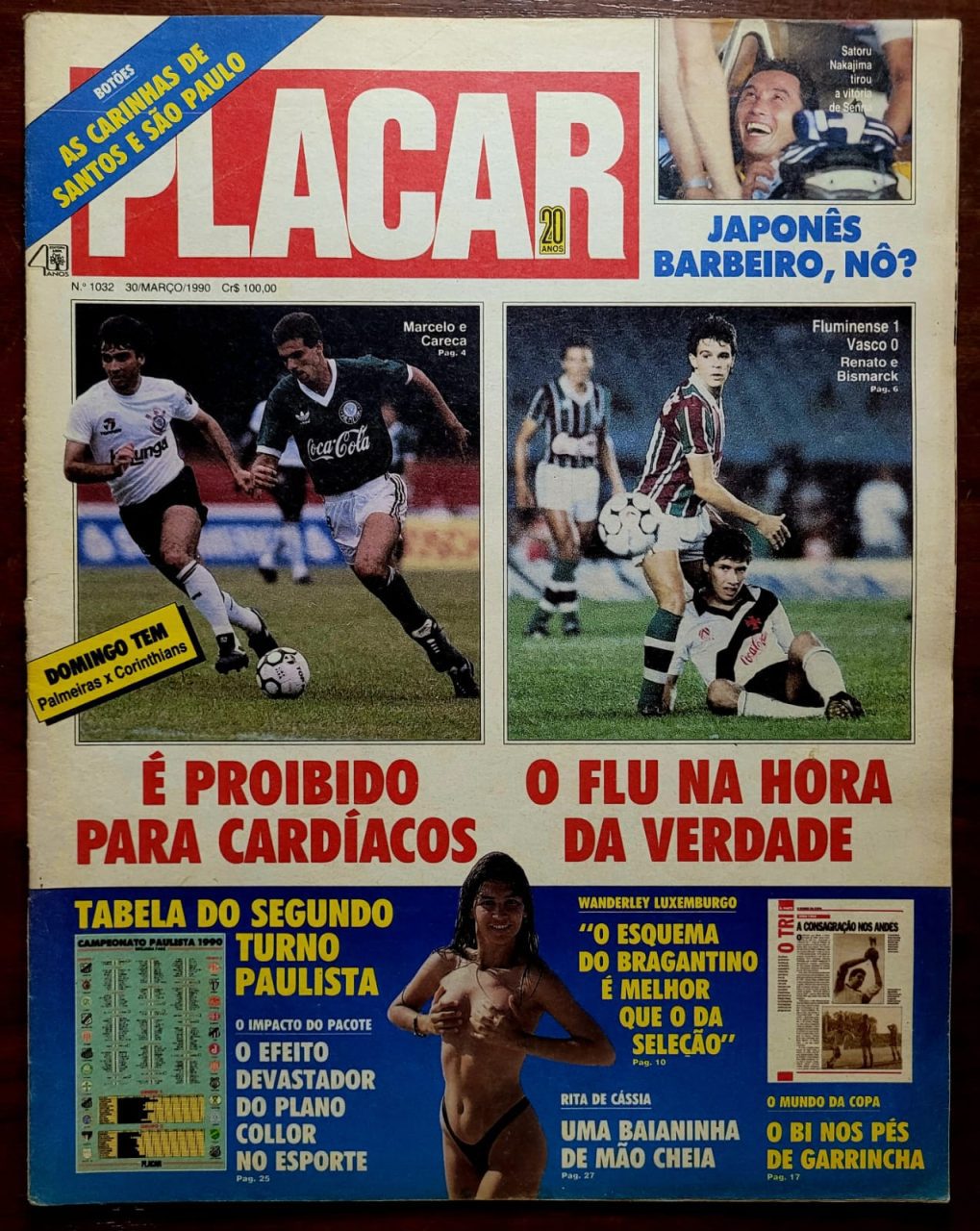 | Casa do Colecionador Placar Nº 1032 (Revista com 22 Escudinhos para Botões) 30/03/1990