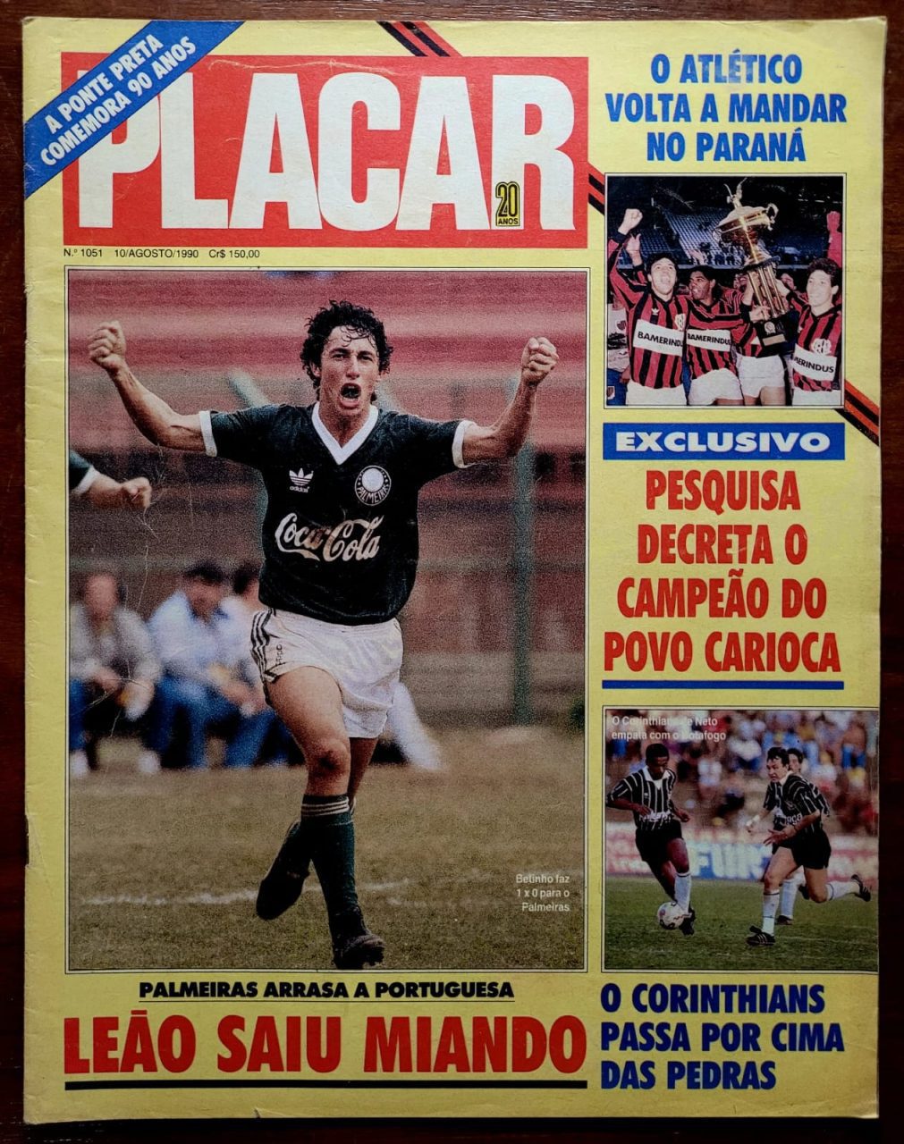 | Casa do Colecionador Placar Nº 1051 (Revista com 24 Escudinhos para Botões + Pôster Atlético Paranaense) 10/08/1990