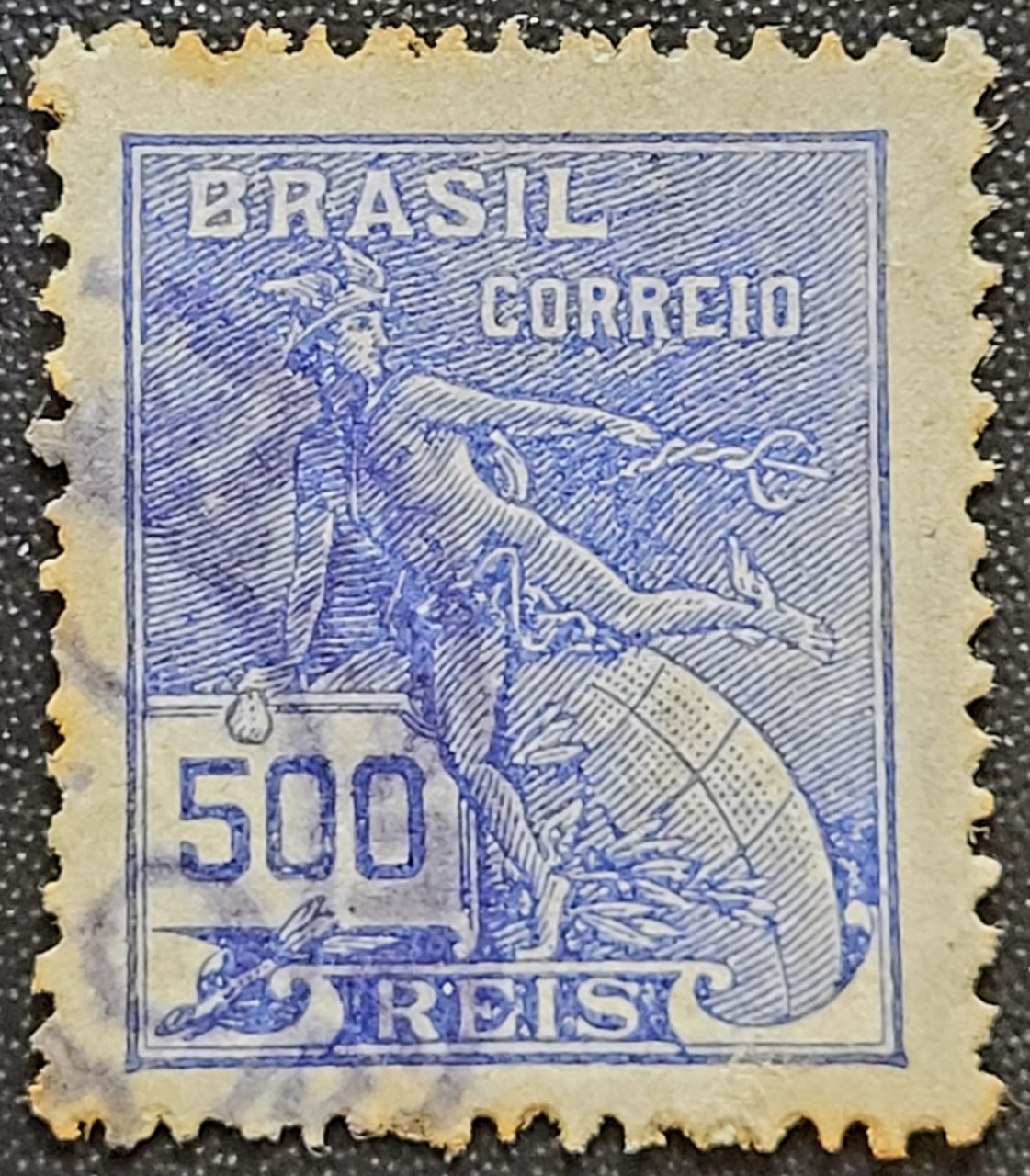 | Casa do Colecionador Regulares - RHM 258 (Usado) 500 Réis - Mercúrio e Globo - Vovó Parte 2 - 1929 (Selos do Brasil)