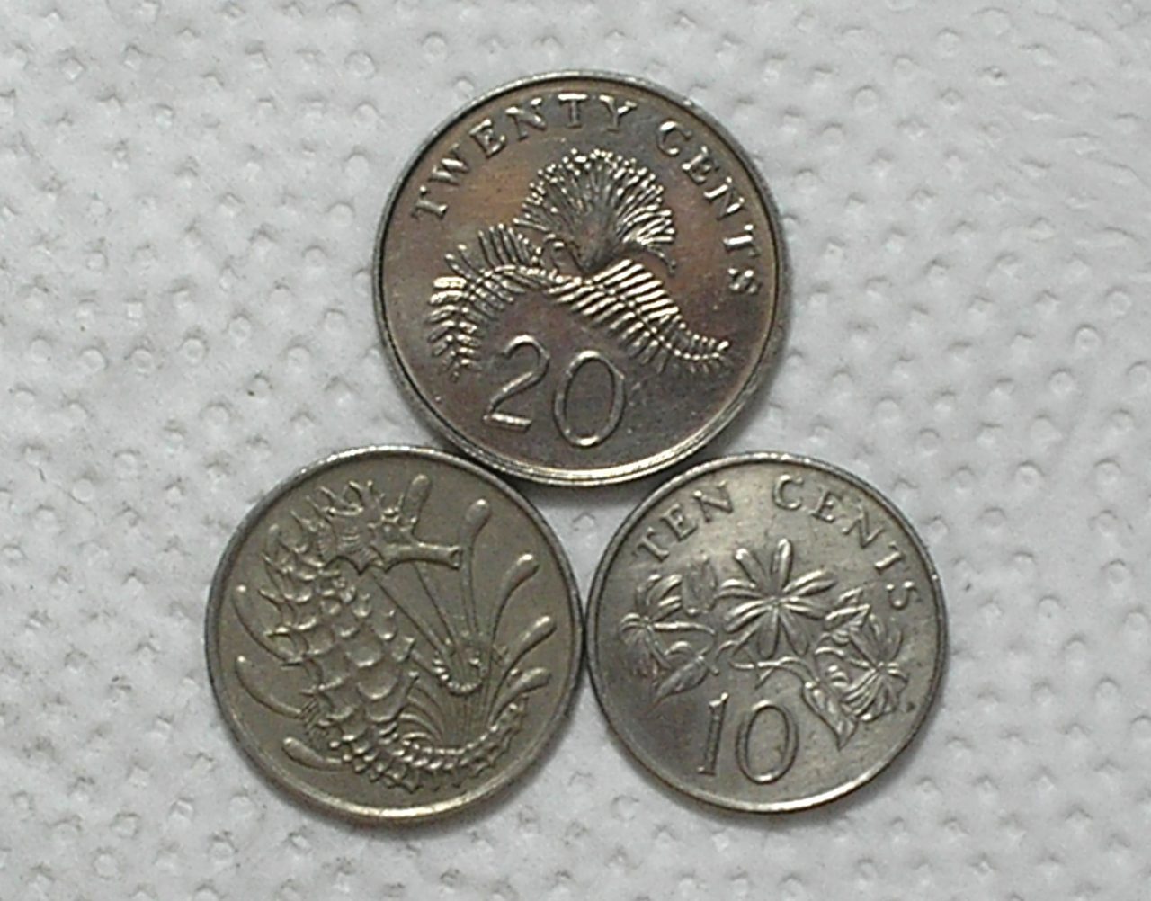 | Casa do Colecionador Singapura) 10 Cents - 1971 - 1986 + 20 Cents - 1987 / Co/Ni / box58