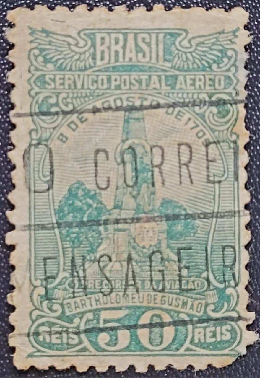 | Casa do Colecionador Aéreos - RHM A026 (Usado) Aeronáutica - Monumento ao Padre Gusmão - Tipos de 1929 - 1933/1934