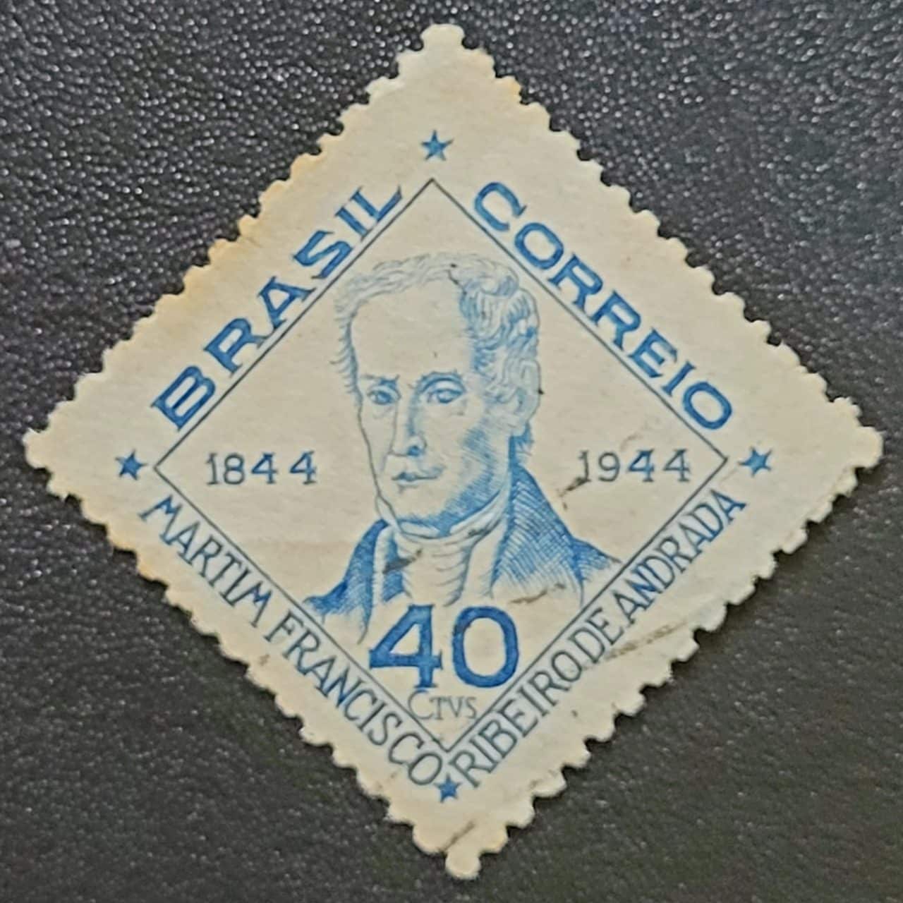 | Casa do Colecionador Comemorativos - RHM C0194 (Usado) Cent. da Morte de Martim Francisco Ribeiro de Andrade, 1775-1844, Político e Parlamentar - 30/01/1945