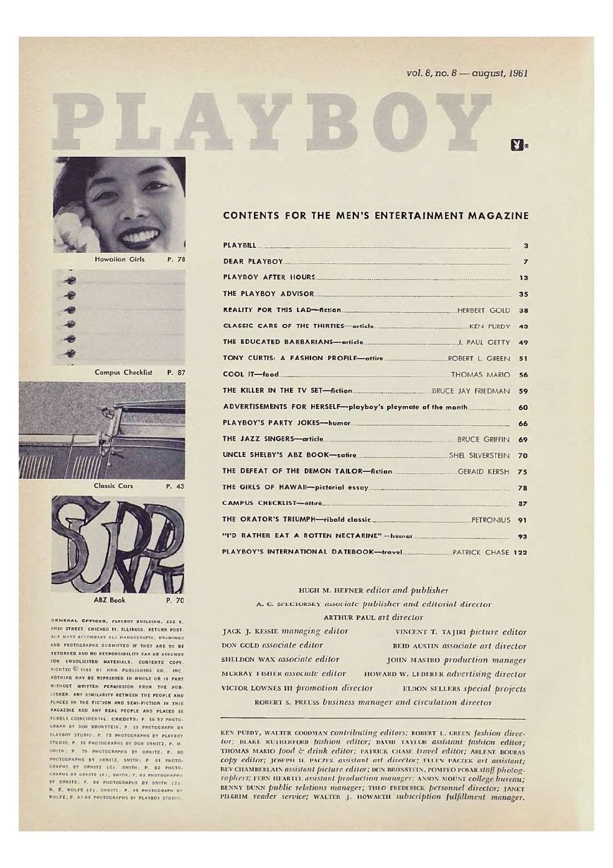 | Casa do Colecionador Playboy Americana Nº 092 em PDF - Karen Thompson - Agosto de 1961