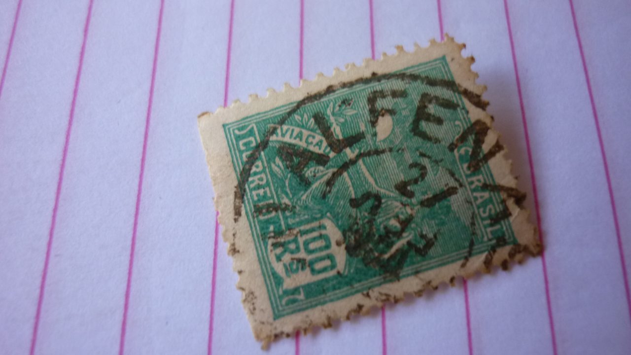 | Casa do Colecionador SELO 100 RÉIS COM CARIMBO ALFENAS LOTE 472 .