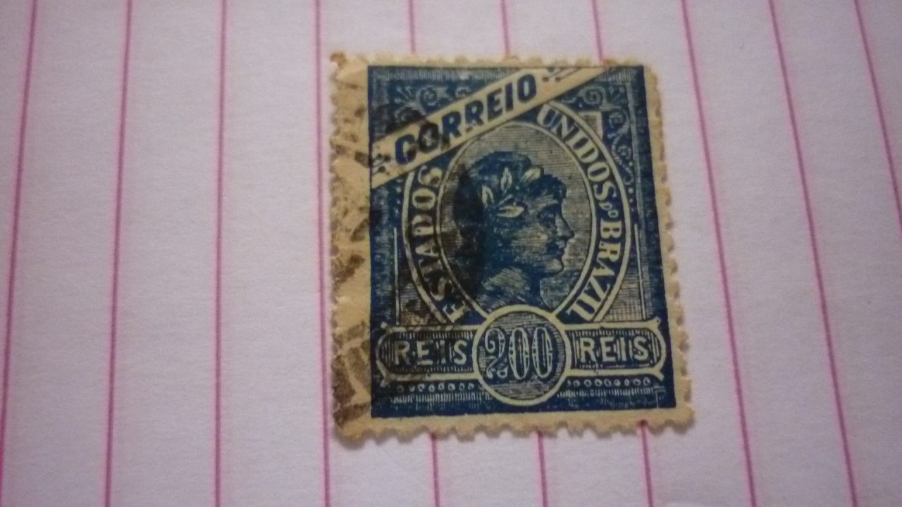 | Casa do Colecionador SELO 200 RÉIS PERNA DO 2º R CORTADA LOTE 384 .