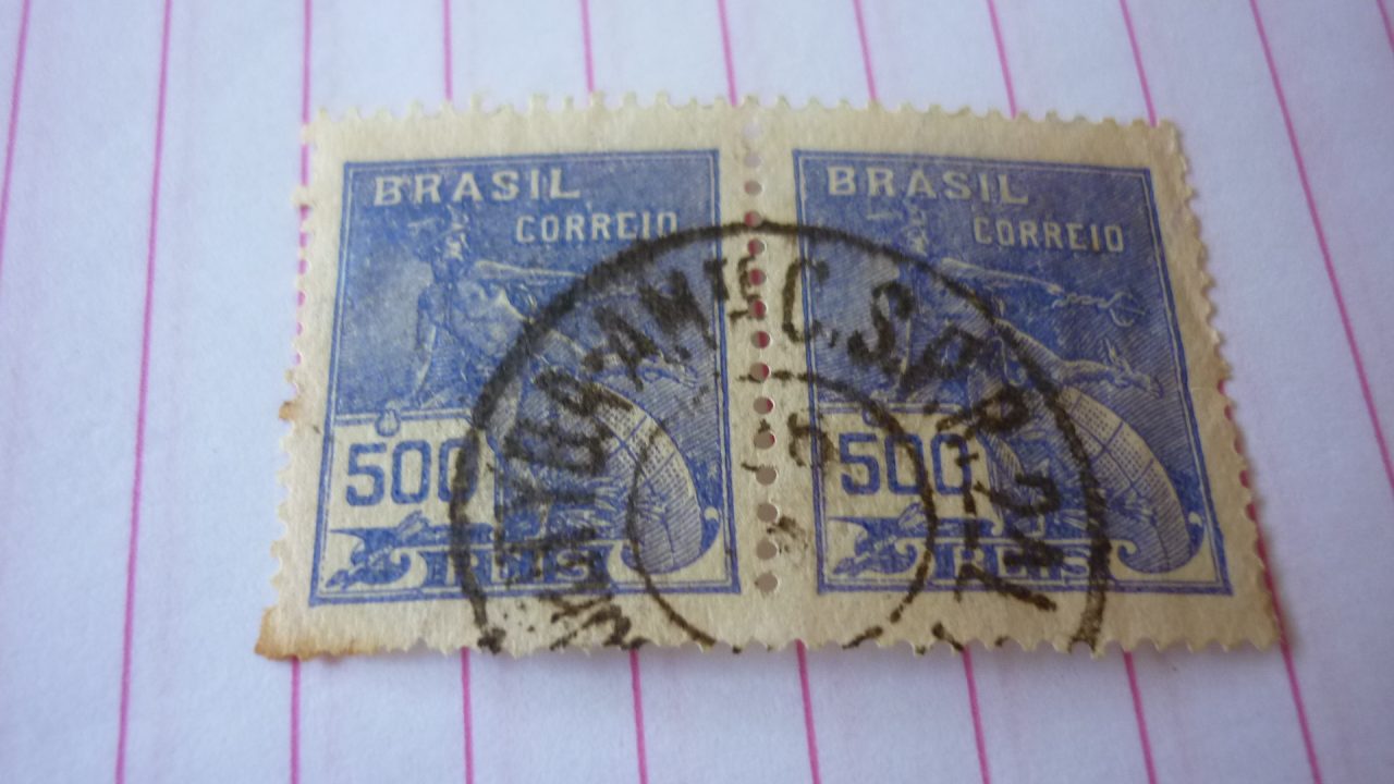 | Casa do Colecionador SELO 500 RÉIS DUPLA COM CARIMBO A IDENTIFICAR LOTE 562 .
