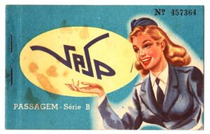 Aviação - Bilhete Passagem Viação Aerea São Paulo - VASP - 1954