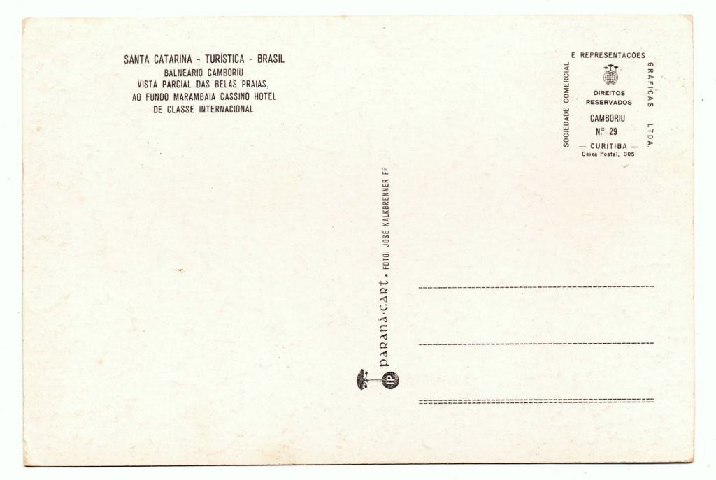 | Casa do Colecionador Cartão Postal Balneario Camboriu ( SC ) - Marambaia Cassino Hotel - Anos 80