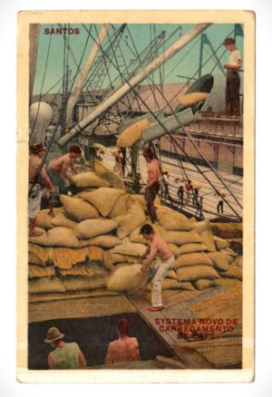 Cartao Postal - Carregamento De Cafe - Santos - SP - Anos 20