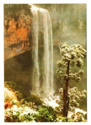 Cartão Postal Cascata do Caracol com Neve - Canela - ( RS ) - Anos 80