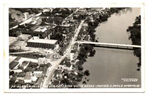 Cartão Postal Matriz Sao Paulo Apostolo - Vista Aerea - Blumenau - ( SC ) - Anos 60