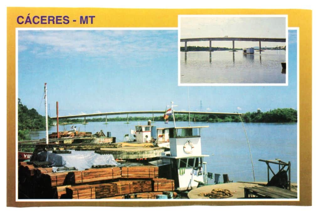 | Casa do Colecionador Cartão Postal Porto Fluvial e Ponte sobre o Rio Paraguai - Caceres - ( MT ) - Anos 80