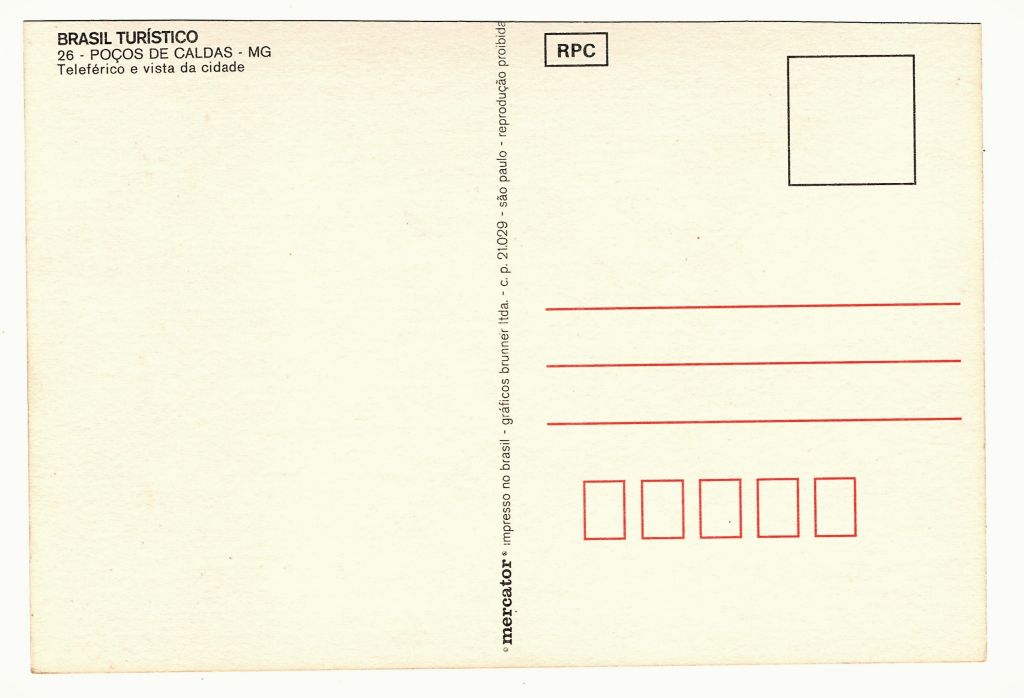 | Casa do Colecionador Cartão Postal Teleferico - Poços de Caldas - ( MG ) - Anos 70