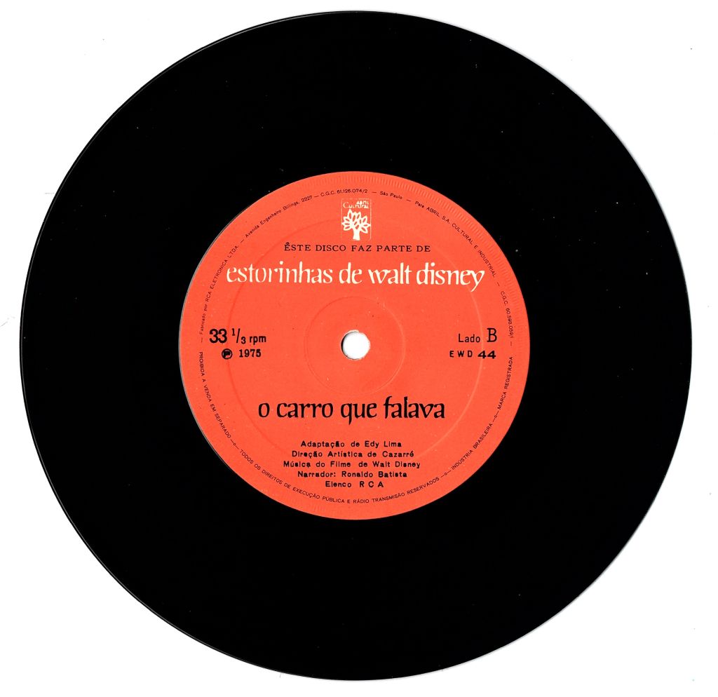 | Casa do Colecionador Disco Compacto - Vinil - Estorinhas de Walt Disney - O Carro que Falava - Anos 70