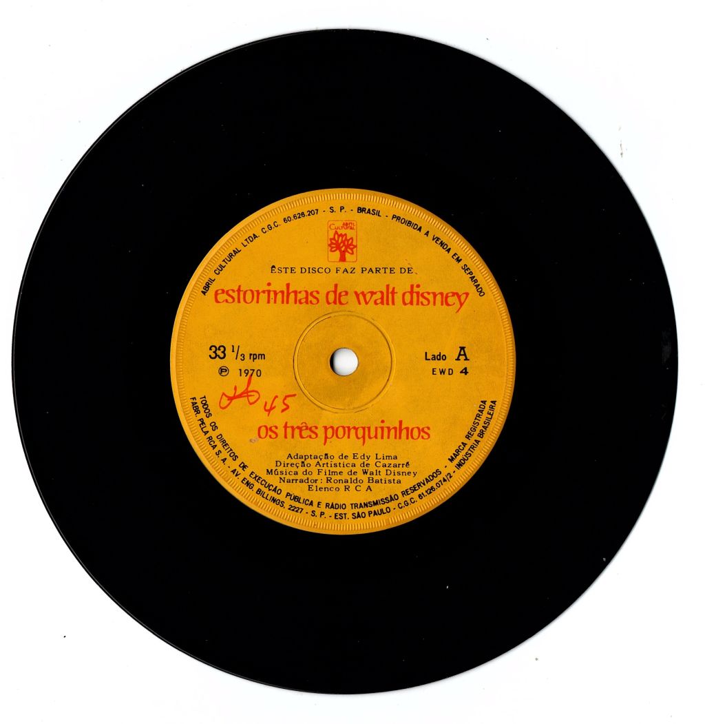 | Casa do Colecionador Disco Compacto - Vinil - Estorinhas de Walt Disney - Os Tres Porquinhos - Anos 70