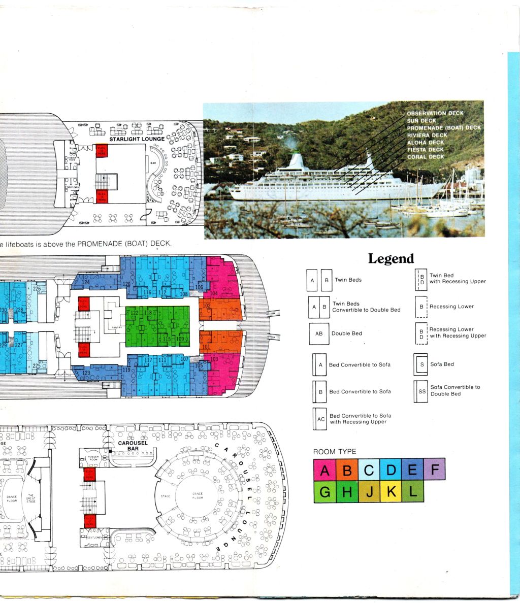 | Casa do Colecionador Folder Princess Cruises - Cruzeiros para 1973 - Com Deck Plans