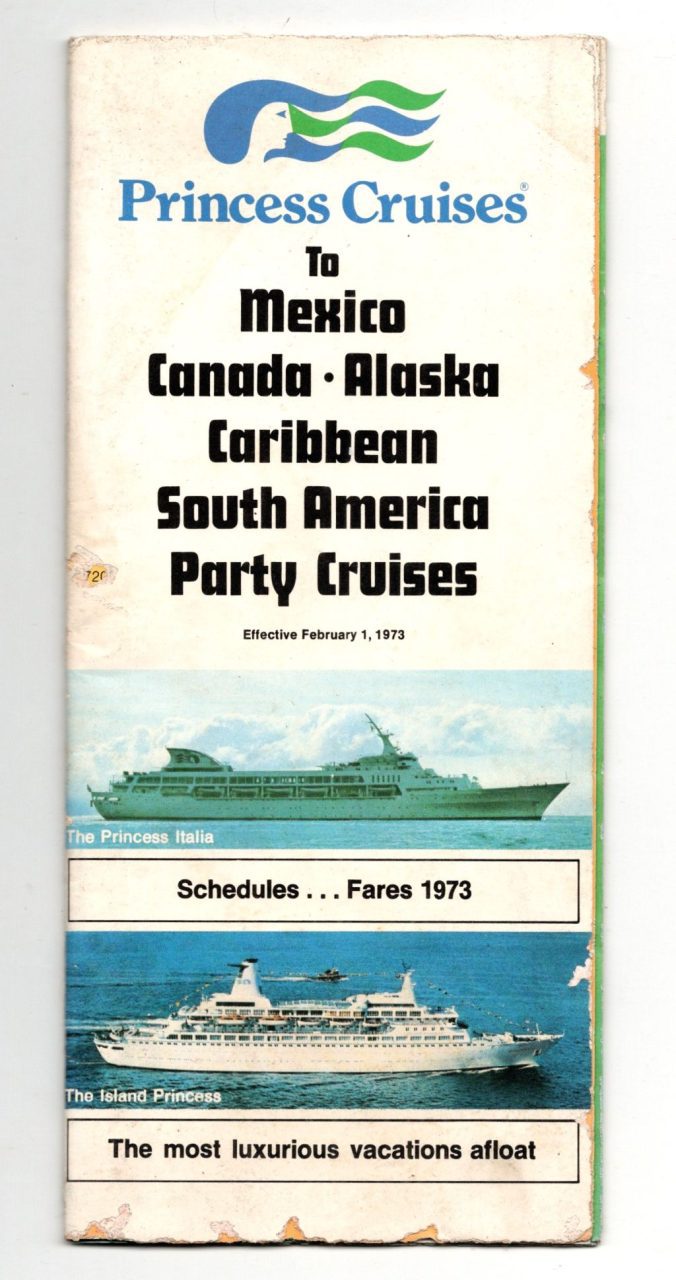 | Casa do Colecionador Folder Princess Cruises - Cruzeiros para 1973 - Com Deck Plans