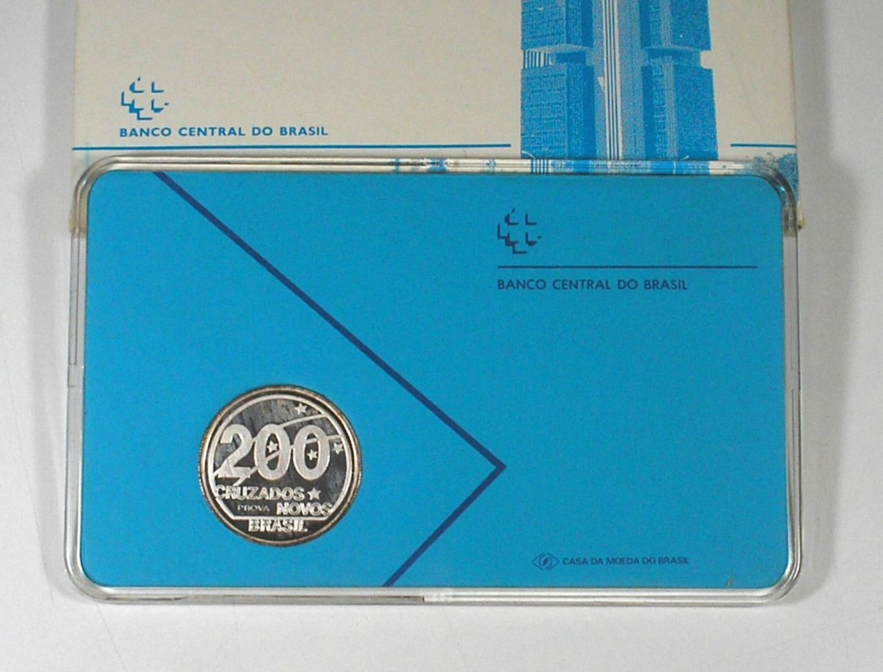 | Casa do Colecionador = Frete Gratis - Raridade - Original Estojo 200 Cruzados Novos "Prova de Cunho" de 1989 - Prata .900 - Padrão Centenário da Proclamação da República com certificado do Banco central do Brasil