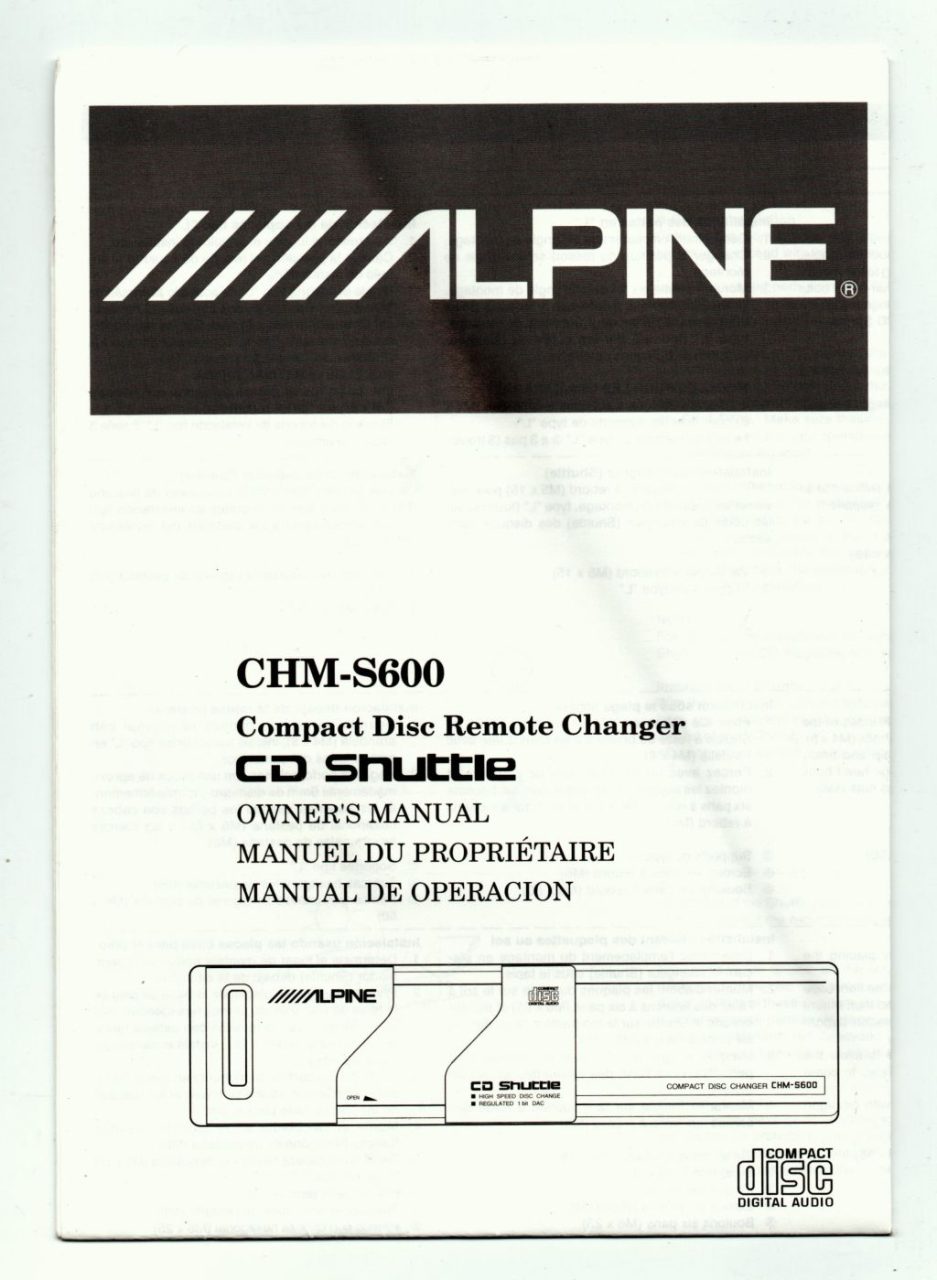 | Casa do Colecionador Manual Do Proprietario Disqueteira Alpine CHM S600