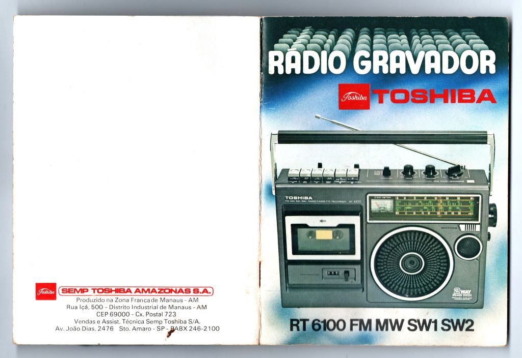 | Casa do Colecionador Manual Radio Gravador Toshiba RT 6100 - Anos 80