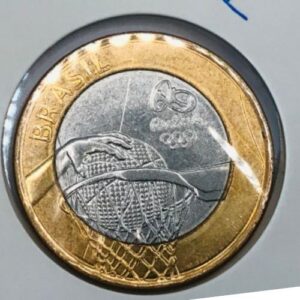 MOEDA 1 REAL BASQUETE OLIMPÍADAS 2015 .VARIANTE BATIDA DUPLA ANÉIS OLIMPÍCOS