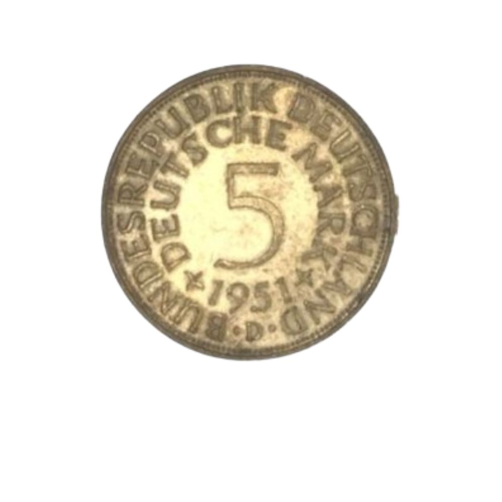 | Casa do Colecionador Moeda Prata Alemanha 5 Marcos 1951 D - 5 Deutsche Mark 1951