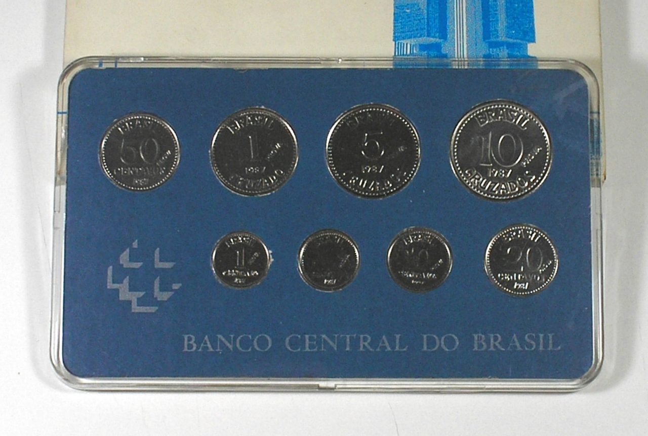 | Casa do Colecionador Raridade - Original Estojo "Prova de Cunho" série completa de 1987 Padrão Cruzados com certificado do Banco central do Brasil