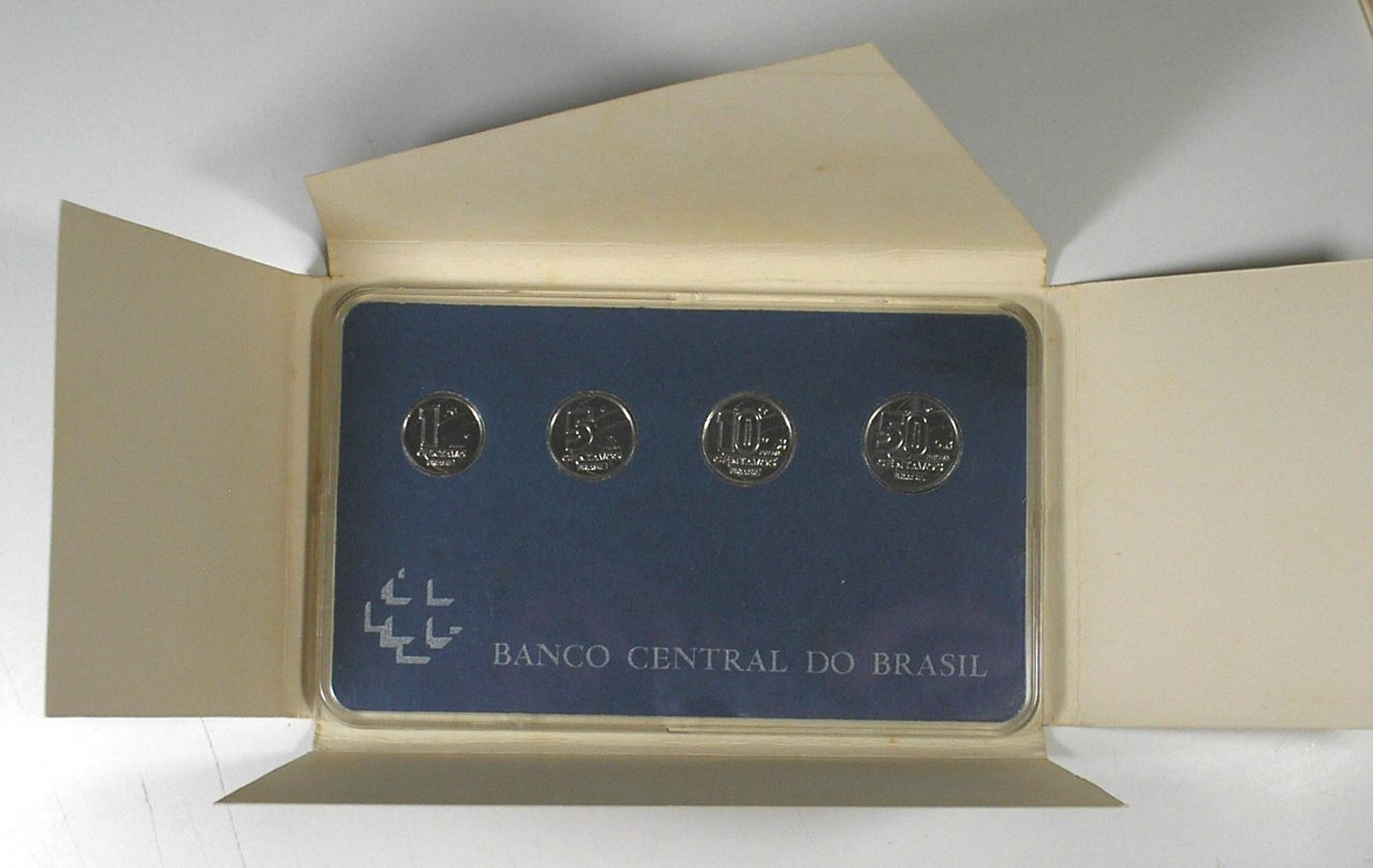 | Casa do Colecionador Raridade - Original Estojo "Prova de Cunho" série completa de 1989 Padrão Centavos de Cruzados Novos - Reforma Monetária - com certificado do Banco central do Brasil