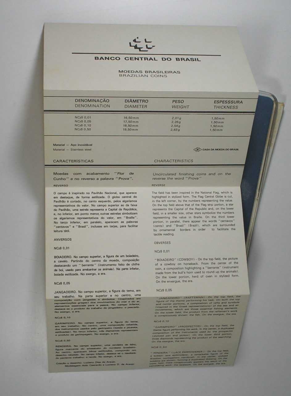 | Casa do Colecionador Raridade - Original Estojo "Prova de Cunho" série completa de 1989 Padrão Centavos de Cruzados Novos - Reforma Monetária - com certificado do Banco central do Brasil