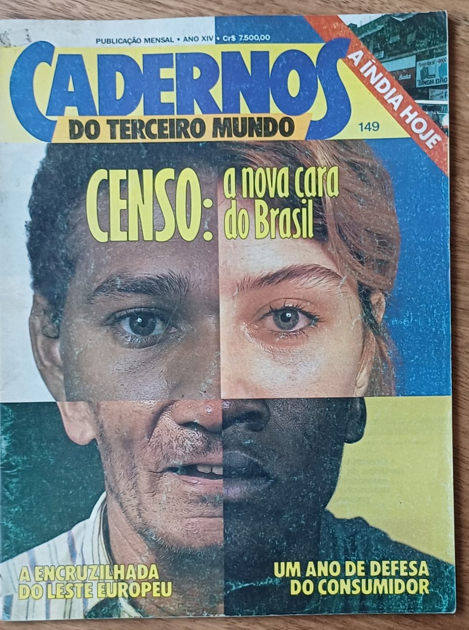 | Casa do Colecionador Rco. Revista Cadernos do terceiro mundo 149. Censo nova cara do Brasil. India hoje