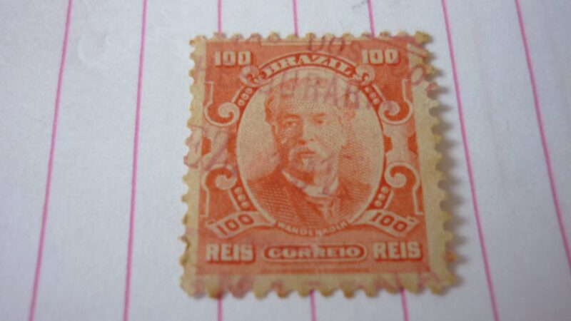 | Casa do Colecionador SELO 100 RÉIS COM CARIMBO THESOURARIA LOTE 893 .