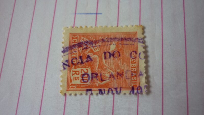 | Casa do Colecionador SELO 200 RÉIS COM CARIMBO AGÊNCIA DO CORREIO ORLANDIA LOTE 1159 .