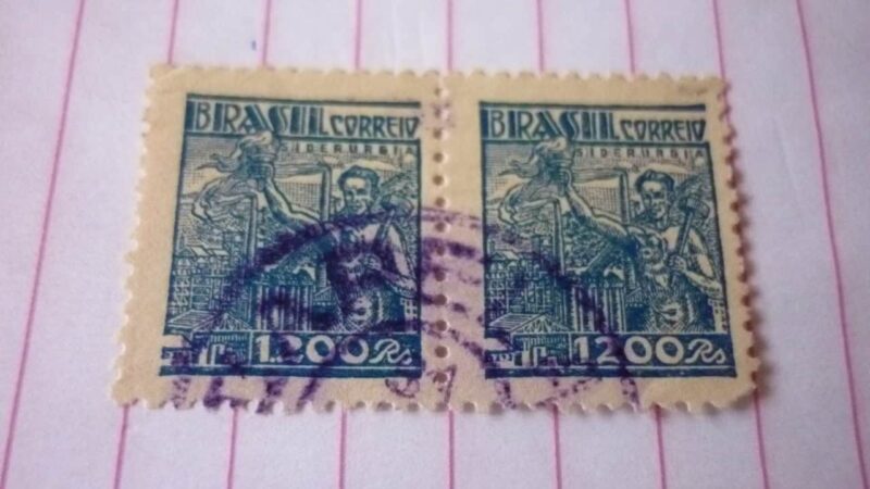 | Casa do Colecionador SELO DUPLA 1,200 RÉIS COM CARIMBO CAPELA LOTE 996 .