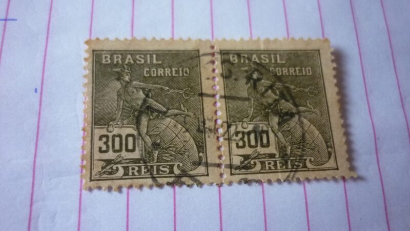 | Casa do Colecionador SELO DUPLA 300 RÉIS COM CARIMBO S.RITA LOTE 836 .