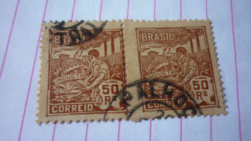 | Casa do Colecionador SELO DUPLA 50 RÉIS COM CARIMBO PALHOÇA LOTE 1045 .