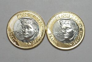 1 Real - 2024 / 30 anos do Real / 2 moedas Bimetal / Flor de Cunho