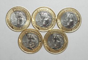 1 Real - 2024 / 30 anos do Real / 5 moedas Bimetal / Flor de Cunho