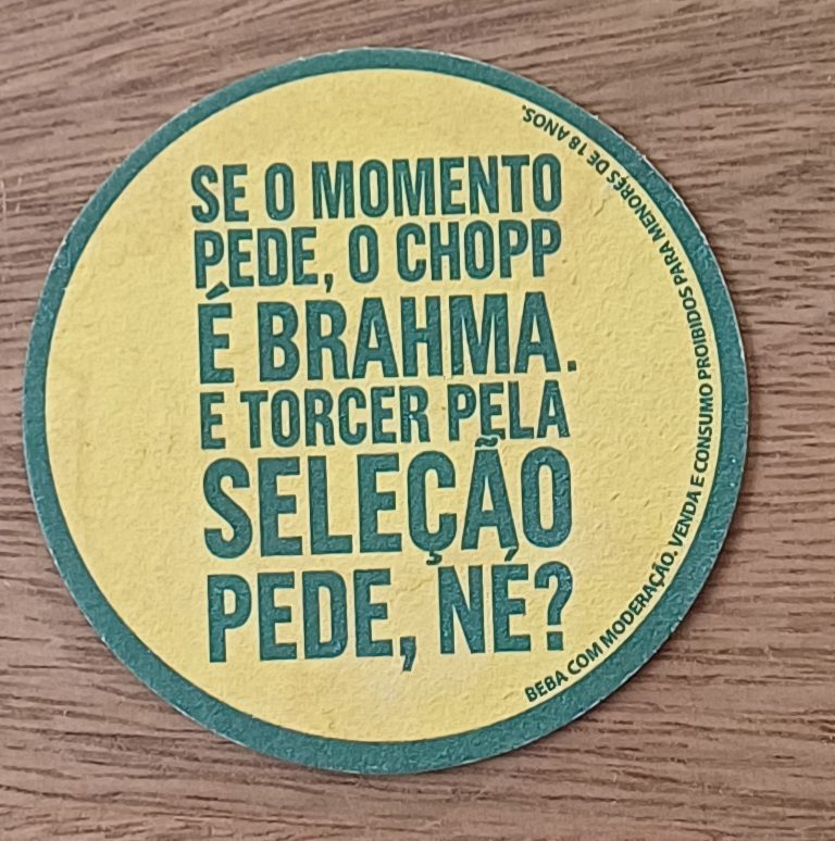 | Casa do Colecionador 5a4. Bolacha de chopp Brahma seleção pede Verde.