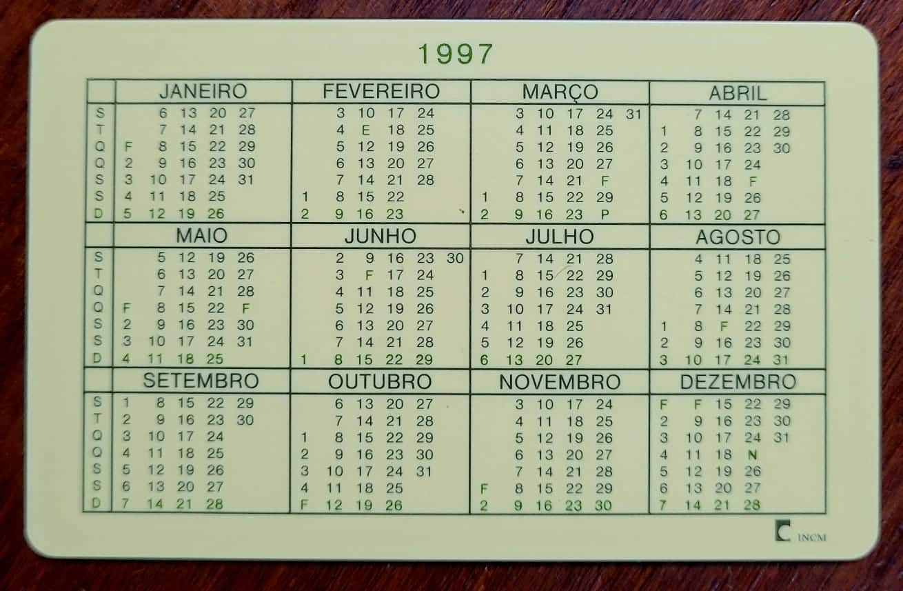 | Casa do Colecionador Calendário de Bolso (Tema Propaganda) Banco Comercial dos Açores - Ano 1997