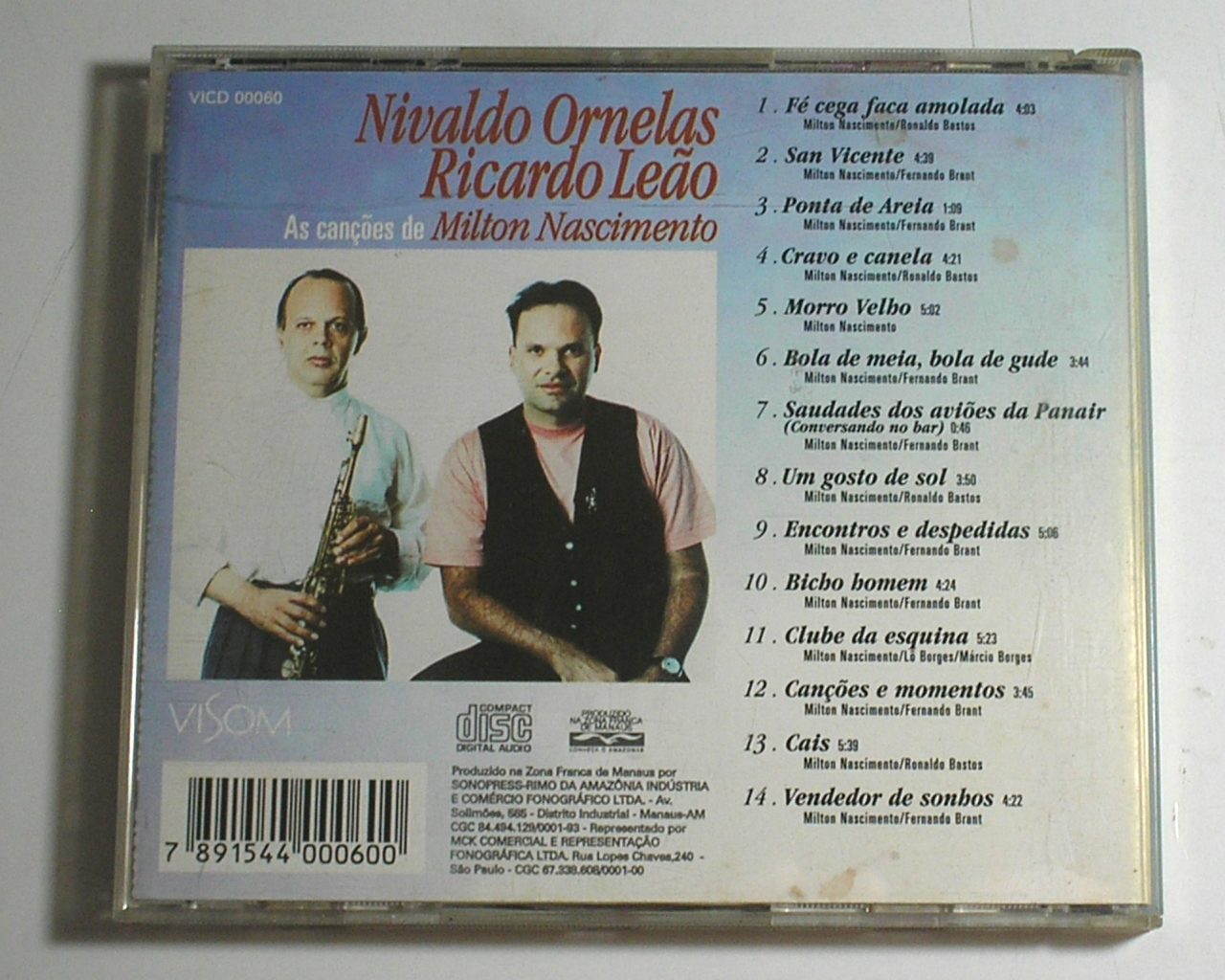 | Casa do Colecionador Canções de Milton Nascimento - CD - Grandes Sucessos da época ao vivo - P. 1995