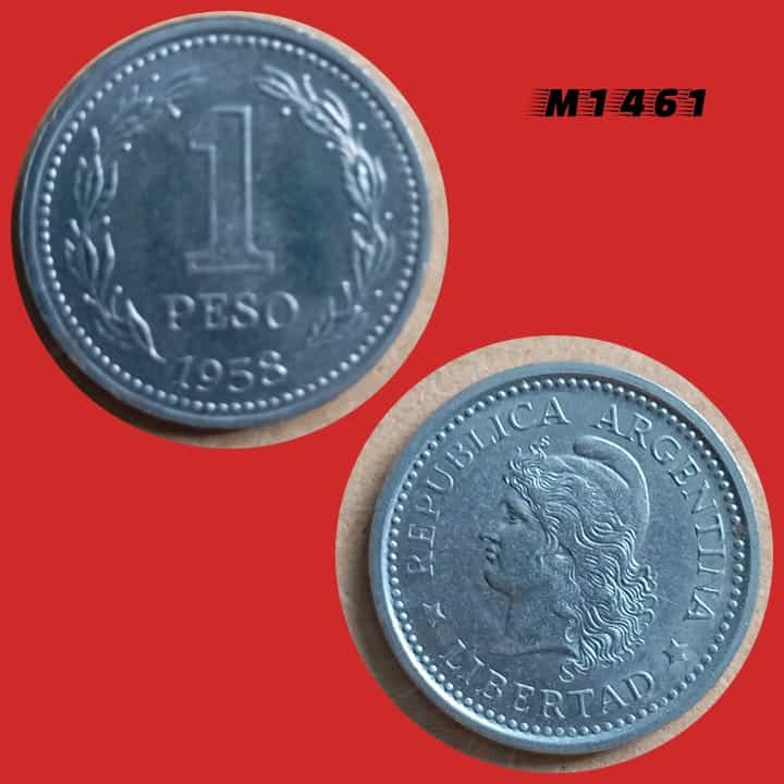 | Casa do Colecionador Moeda Argentina - 1 peso - Aço revestido Níquel - 6,5g - 25mm - 1958 - M1461
