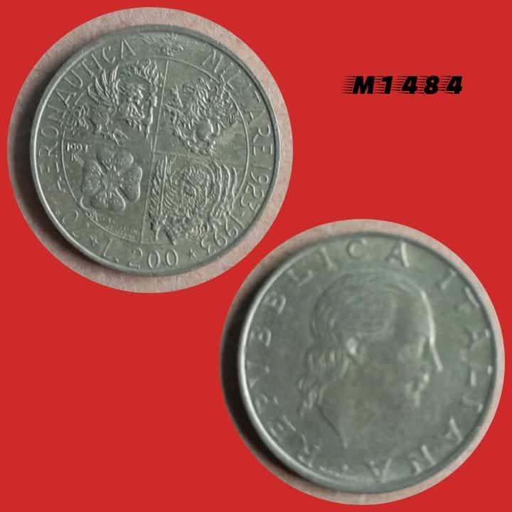 | Casa do Colecionador Moeda Itália - 200 liras - Bronze Alumínio - 70º aniversário Aviação Militar - 5g - 24mm - 1993 - M1484