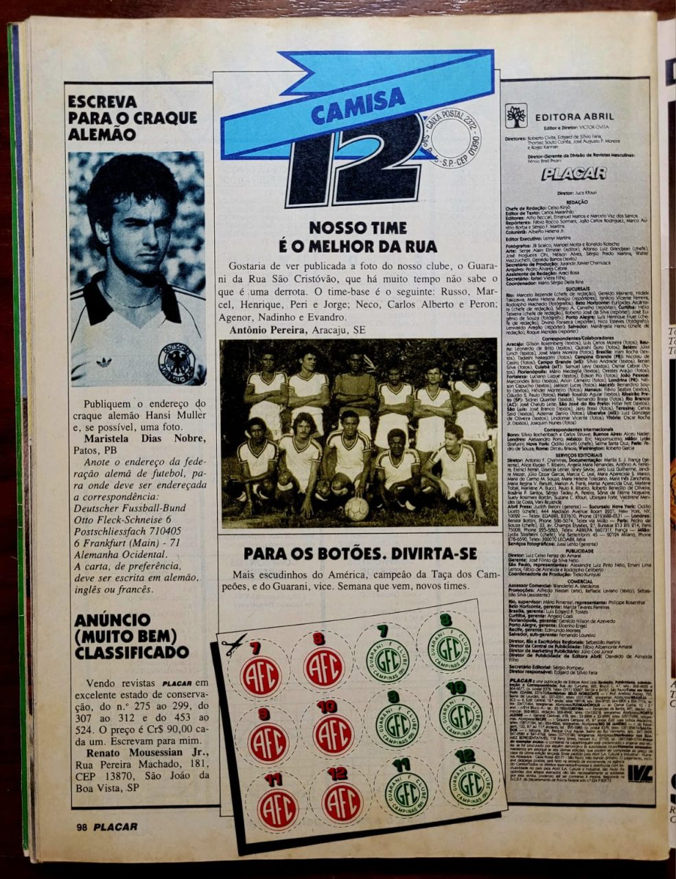 | Casa do Colecionador Placar Nº 0631 - Seleção Brasileira na Copa | Eder - A Alma do Brasil - 1982