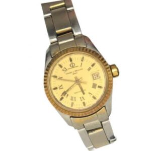 RELÓGIO BAUME & MERCIER GENEVE EM AÇO PRATEADO E DOURADO. NUMERAIS ROMANOS. À CORDA.