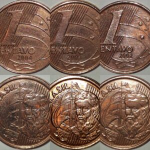 1 CENTAVO REAL PEDRO ÁLVARES CABRAL 2002 2003 2004 (SEQUÊNCIA RARA)