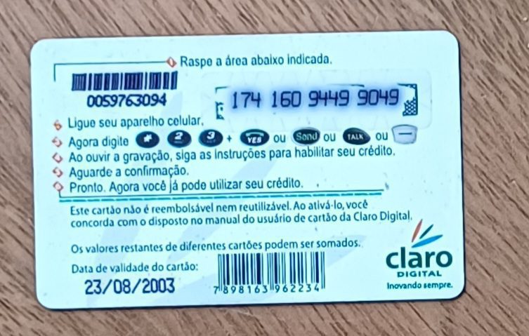 | Casa do Colecionador 5b1. Cartão telefone Brasil Claro futebol. Internacional 93 anos de paixão.