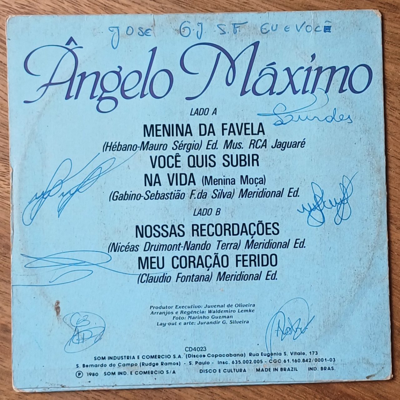 | Casa do Colecionador 5b3. Capa sem o disco Vinil compacto Ângelo Máximo Menina da favela.