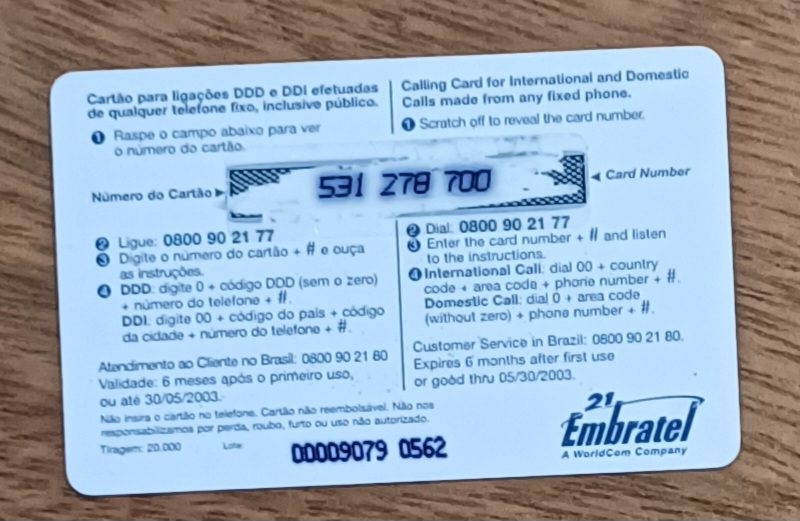 | Casa do Colecionador 5b3. Cartão telefone Brasil Embratel 2002. Carnaval desfile 24 minutos + 2.