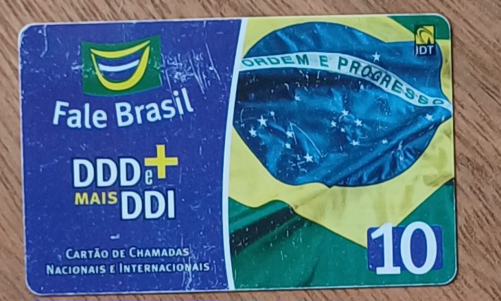 | Casa do Colecionador 5b3. Cartão telefone Brasil IDT Fale .Bandeira